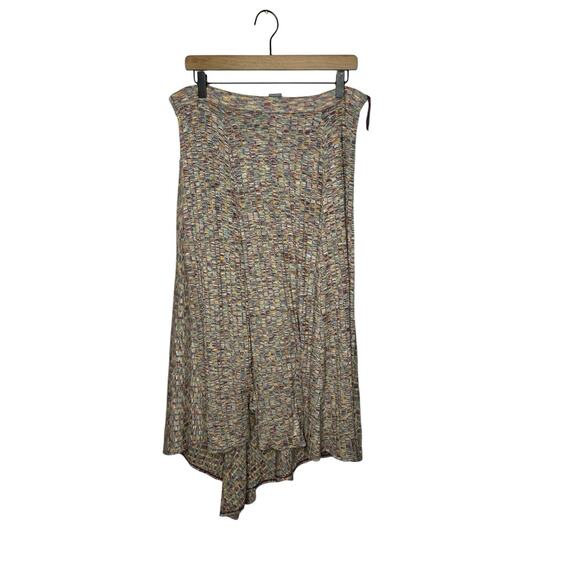 VANESSA VIRGINIA MULTICOLOR MIDI STRETCH COMFORT ASYMMETRIC SKIRT SIZE M - Picture 2 of 2